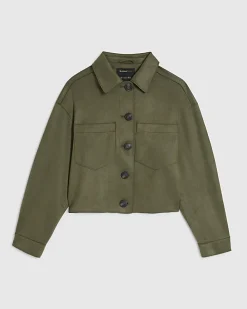 Khaki Faux Suede Overshirt