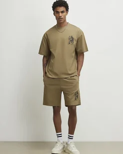 Khaki Japanese T-Shirt and Shorts Set