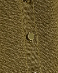 Khaki Knitted Short Sleeve Polo Cardigan