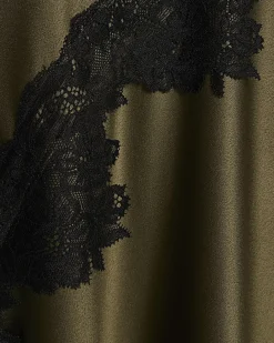 Khaki Lace Hybrid Drape Maxi Dress