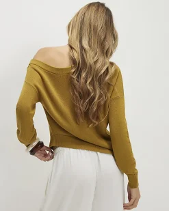 Khaki Linen Blend Asymmetric Knit Jumper