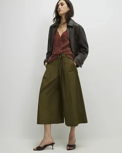Khaki Poplin Culottes