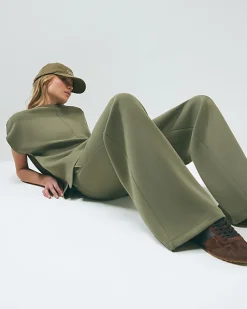 Khaki Premium Twill Wide Leg Joggers