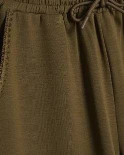 Khaki Premium Whipstitch Wide Leg Joggers