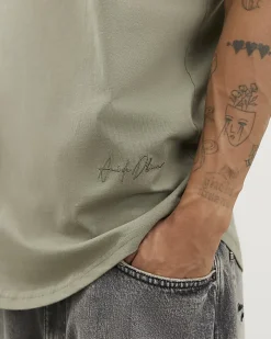 Khaki Regular Fit Curve Hem Midweight T-shirt