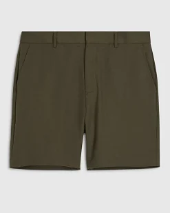 Khaki Regular Fit Linen Blend Shorts