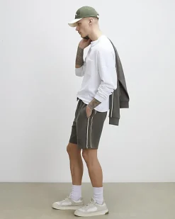 Khaki Regular Fit Monogram Taped Shorts