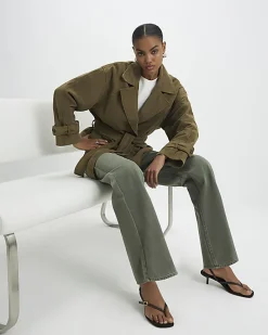 Khaki Relaxed Straight Jeans