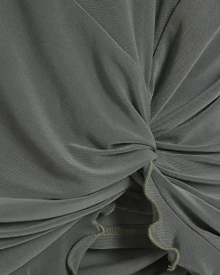 Khaki Ruffle Split Mini Dress