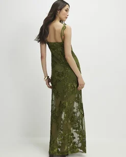 Khaki Sleeveless Cornelli Maxi Dress