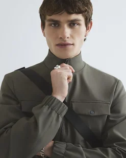 Khaki Slim Fit Comfort Stretch Funnel Jacket