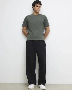 Khaki Slim Fit Embroidered Crew Neck T-shirt