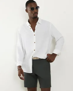 Khaki Slim Stretch Chino Short with Belt