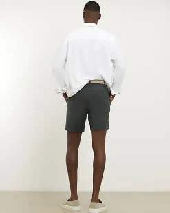 Khaki Slim Stretch Chino Short with Belt