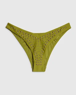 Khaki Studded Low Waisted Bikini Bottoms
