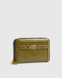 Khaki Tab Front Medium Purse