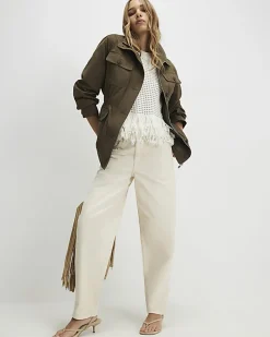 Khaki Utility Funnel Jacket