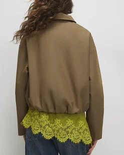 Khaki Utiltiy Zip Through Harrington Jacket