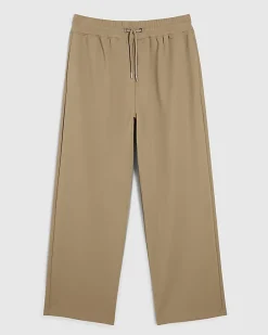 Khaki Wide Leg Twill Joggers