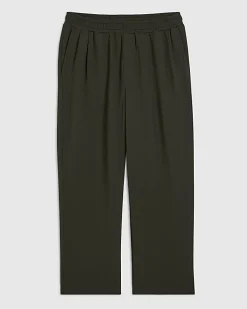 Khaki Wide Leg Waffle Textured Joggers