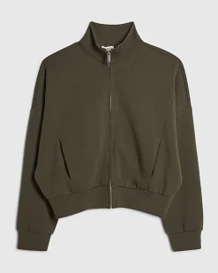Khaki Zip Up Sweatshirt