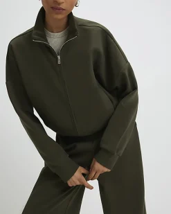 Khaki Zip Up Sweatshirt