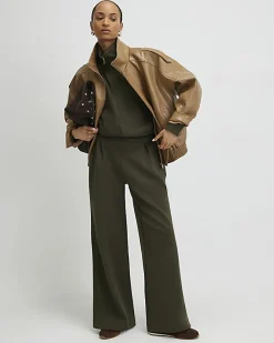 Khaki Zip Up Sweatshirt