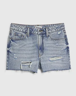 Light Blue Denim Ripped Shorts
