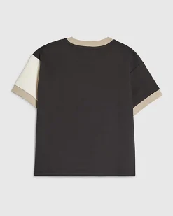 Mini Boys Beige Colour Block Luminis T-Shirt