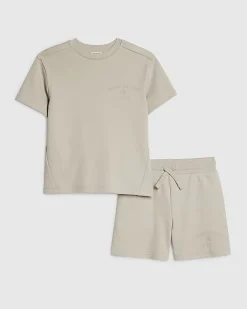 Mini Boys Beige Essentialism T-Shirt Set