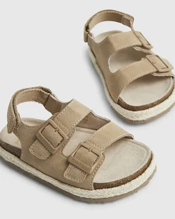 Mini Boys Beige Footbed Sandals