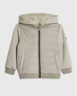 Mini Boys Beige Hooded Hybrid Jacket