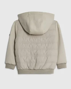 Mini Boys Beige Hooded Hybrid Jacket