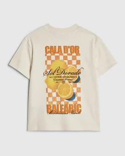 Mini Boys Beige Oversized fit Orange T-Shirt