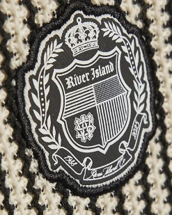 Mini Boys Black Crochet Stripe Football Top