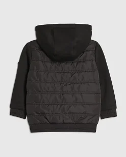 Mini Boys Black Hooded Hybrid Jacket