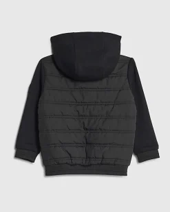 Mini Boys Black Hooded Hybrid Jacket