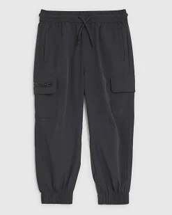 Mini Boys Black Zip Cargo Trousers