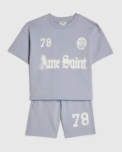 Mini Boys Blue Ame Saint 78 T-Shirt Set