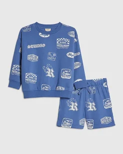 Mini Boys Blue Badge Print Set
