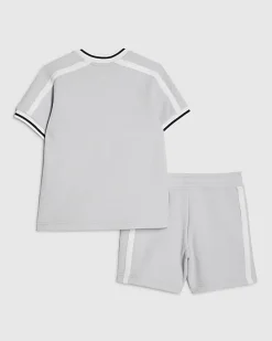 Mini Boys Blue Slim Fit Baseball Polo Set