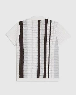 Mini Boys Blue Stripe Polo Shirt