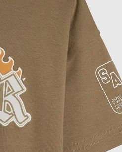 Mini Boys Brown Badge Graphic T-Shirt