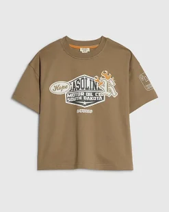 Mini Boys Brown Badge Graphic T-Shirt