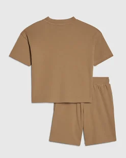 Mini Boys Brown Essentialism T-Shirt Set