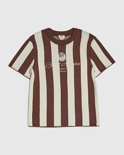 Mini Boys Brown Stripe Football T-Shirt