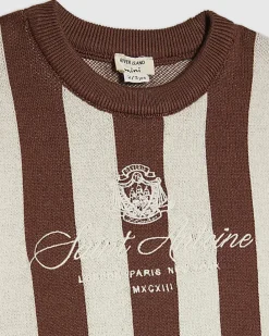 Mini Boys Brown Stripe Football T-Shirt