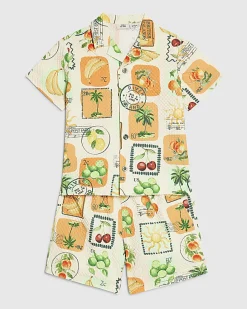 Mini Boys Cream Swim Shirt and Short Set