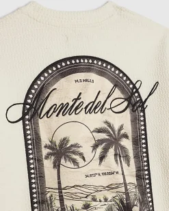 Mini Boys Cream Textured Palm Tree T-Shirt