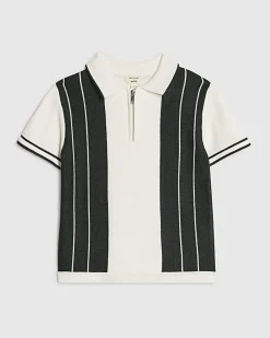 Mini Boys Green Stripe Polo Shirt